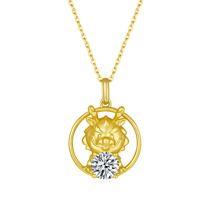 Dragon Moissanite Diamond Necklace from the Chinese Zodiac Series, 1.0 Carat